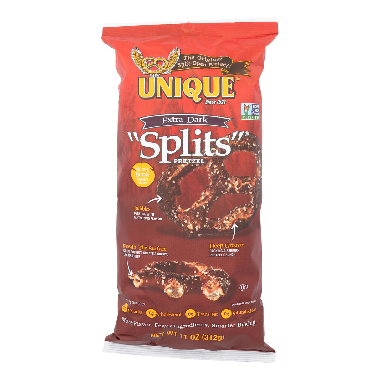 Unique Pretzels Splits Extra Dark (Pack of 12 - 11 Oz.) - Cozy Farm