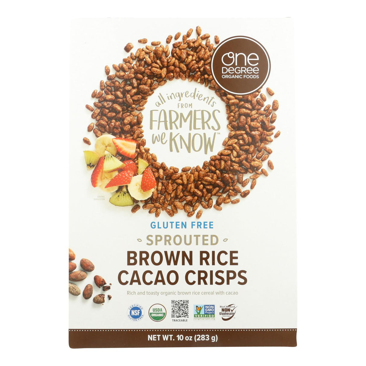 One Degree Organic Foods Sprouted Brown Rice Cacao Crisps 6-Pack (10 Oz. Each) - Cozy Farm