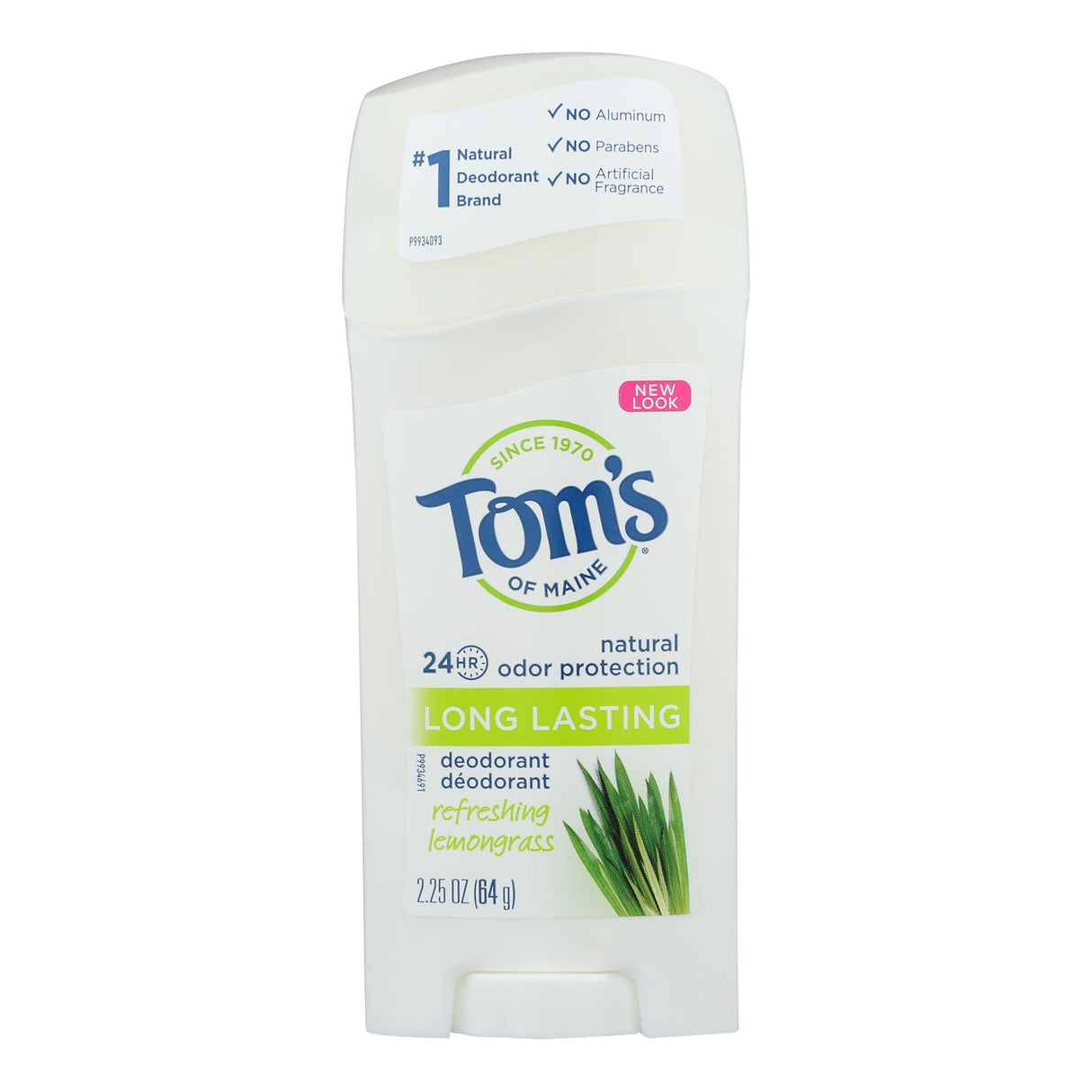 Tom's of Maine Lemongrass Natural Deodorant Stick for Long-Lasting Protection - 2.25 Oz (Pack of 6) - Cozy Farm