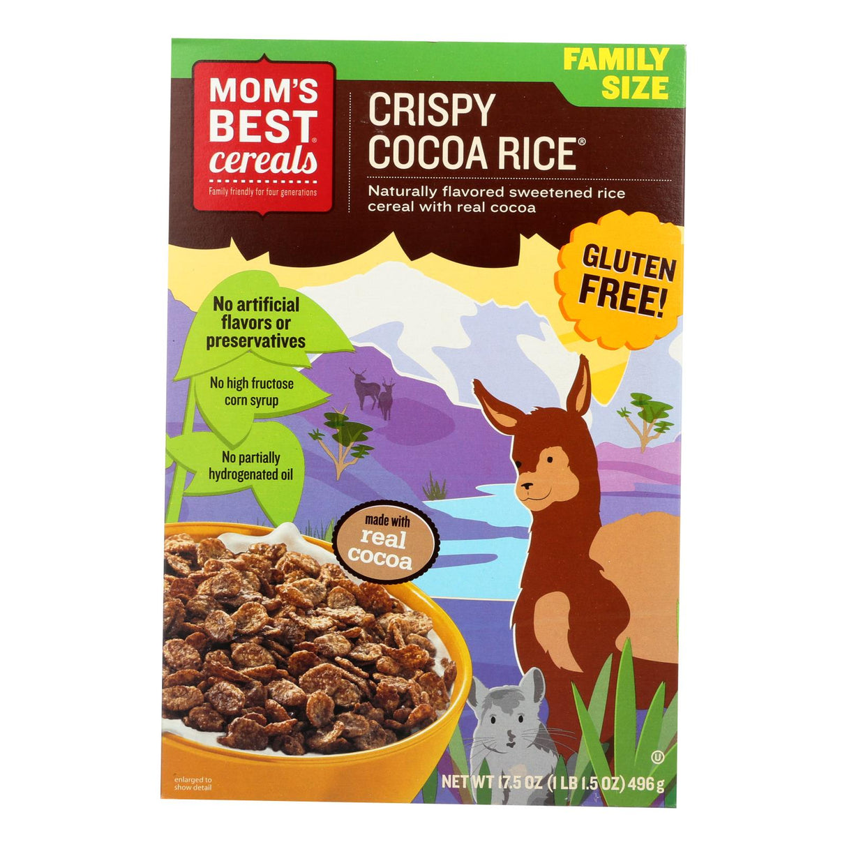 Moms Best Naturals Crispy Cocoa Rice Cereal - 17.5 Oz (Pack of 14) - Cozy Farm