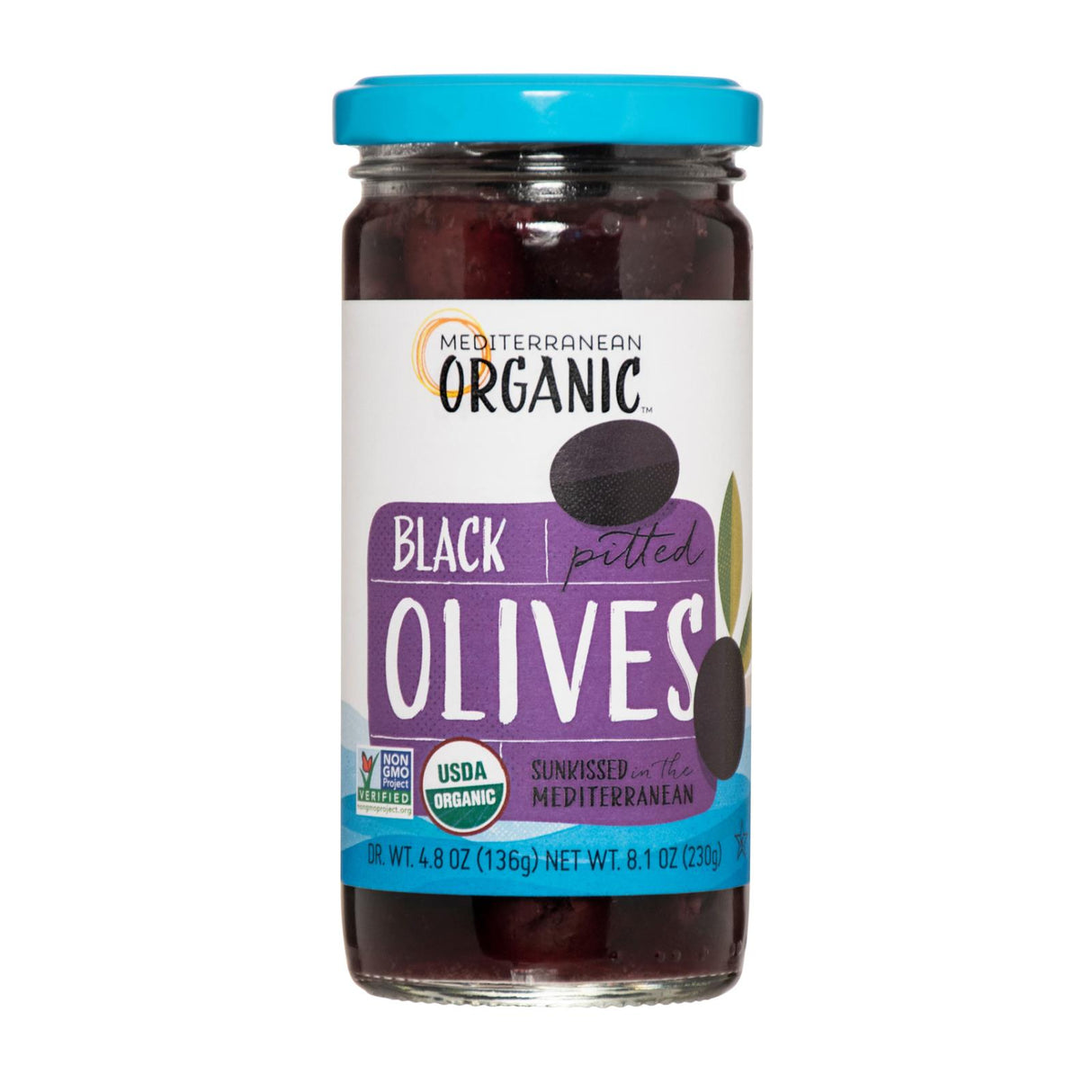 Mediterranean Organic Pitted Ripe Black Olives - 8.1 oz Pack of 12 - Cozy Farm