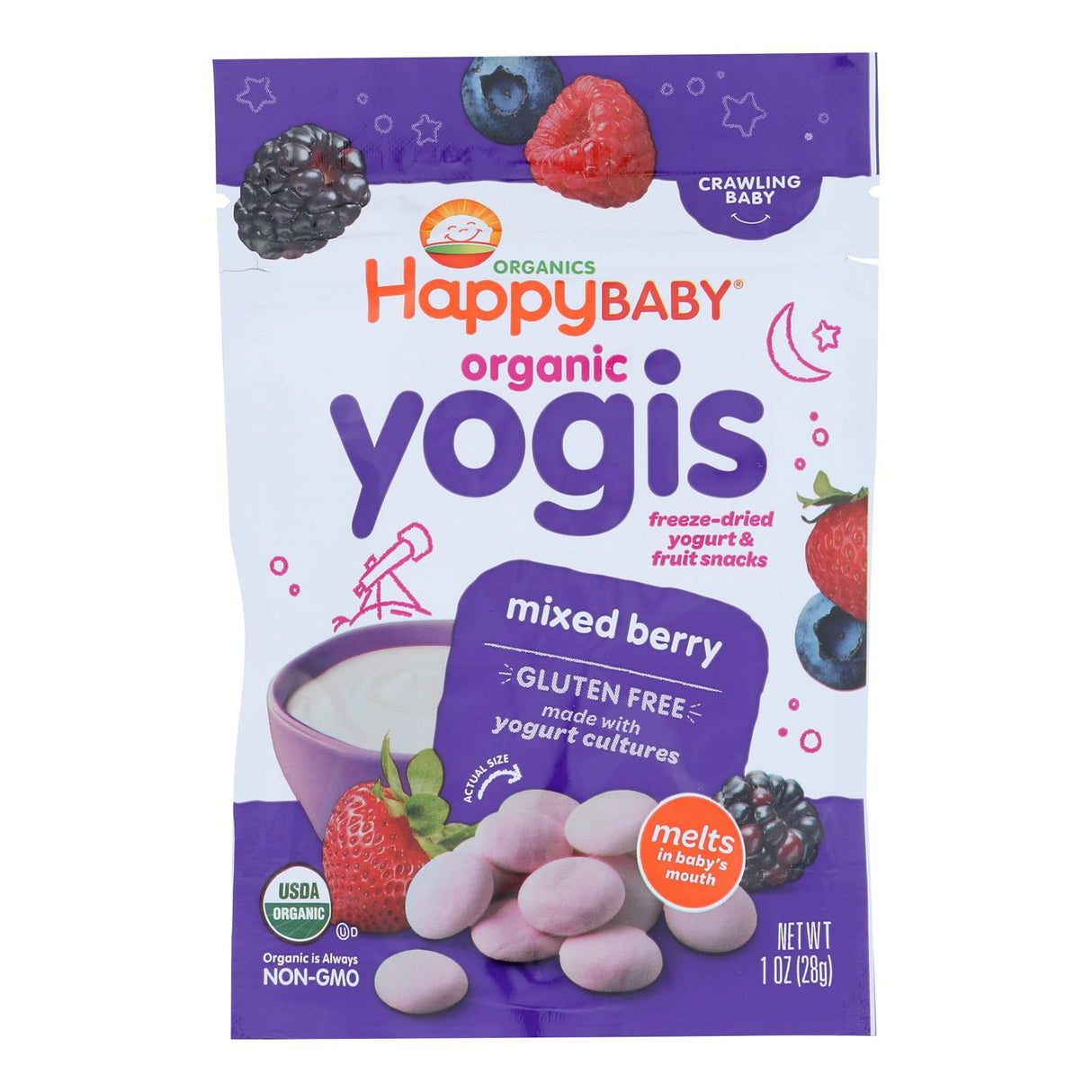 Happy Baby Organic Superfoods Yogurt & Fruit Snacks Mixed Berry (Pack of 8) - 1 Oz - Cozy Farm