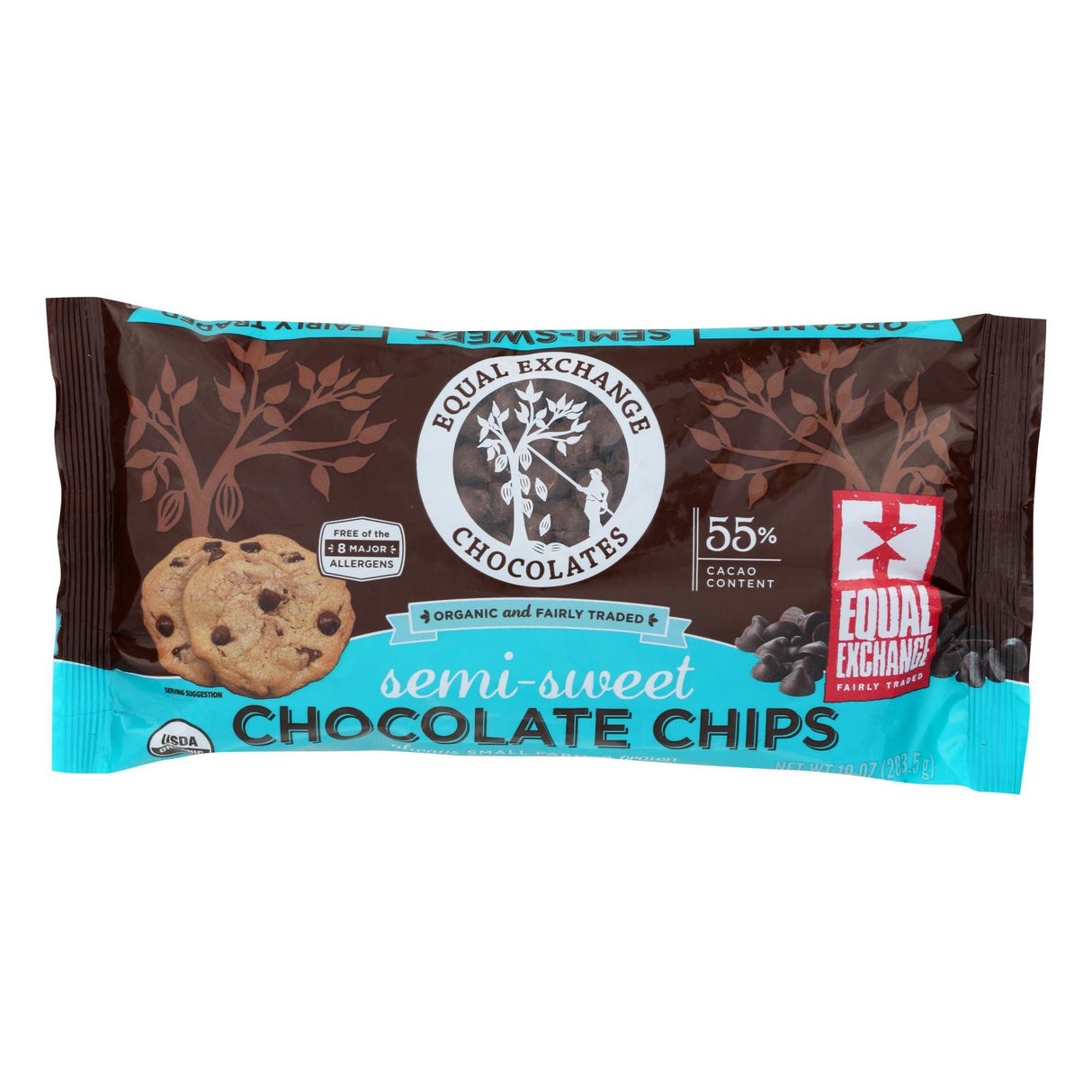Equal Exchange Organic Semi-Sweet Chocolate Chips - Indulge in Rich, Fair-Trade Sweetness (10 Oz., Pack of 12) - Cozy Farm