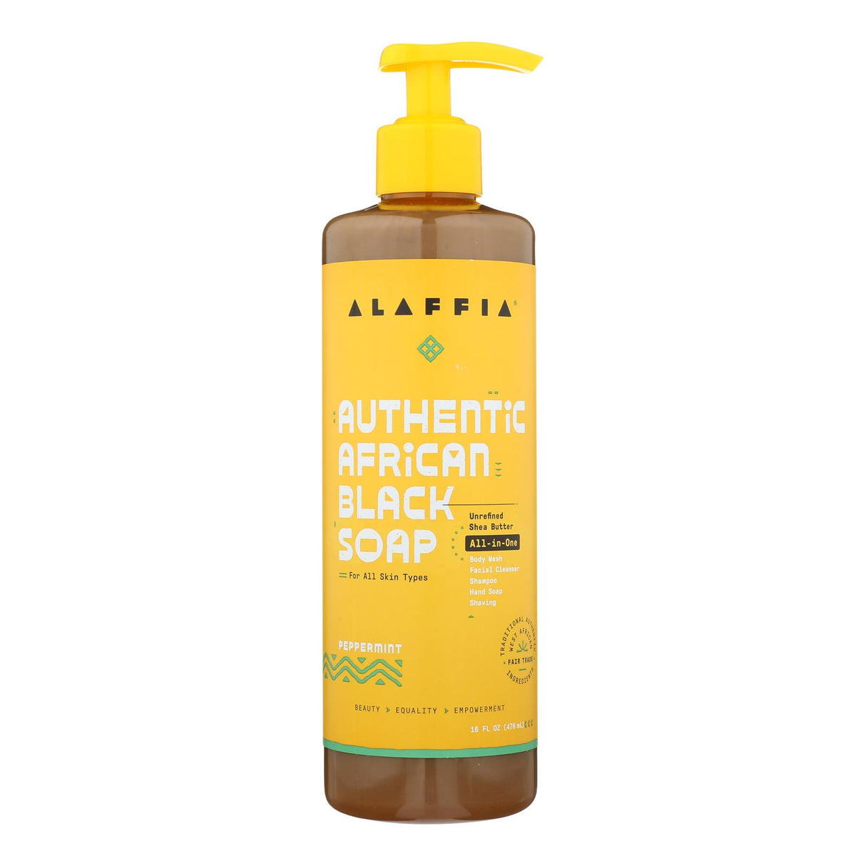 Alaffia African Black Soap with Peppermint - 16 Fl Oz - Cozy Farm