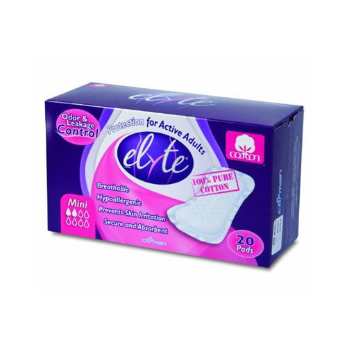Elyte Light Cotton Incontinence Pads (Pack of 20) - Mini Size 4in x 8in - Cozy Farm