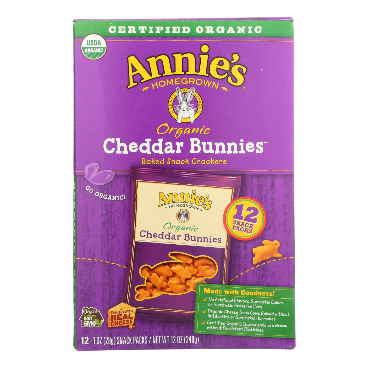 Annie's Organic Cheddar Bunny Crackers, 4-Pack, 12.1 Oz. - Cozy Farm