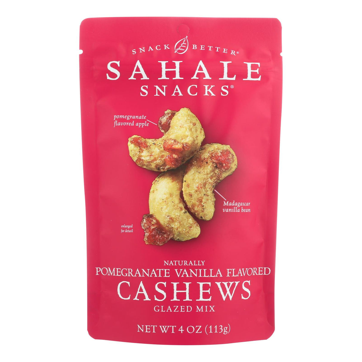 Sahale Snacks Glazed Cashews - Pomegranate and Vanilla Flavour, 4 Oz. (Pack of 6) - Cozy Farm