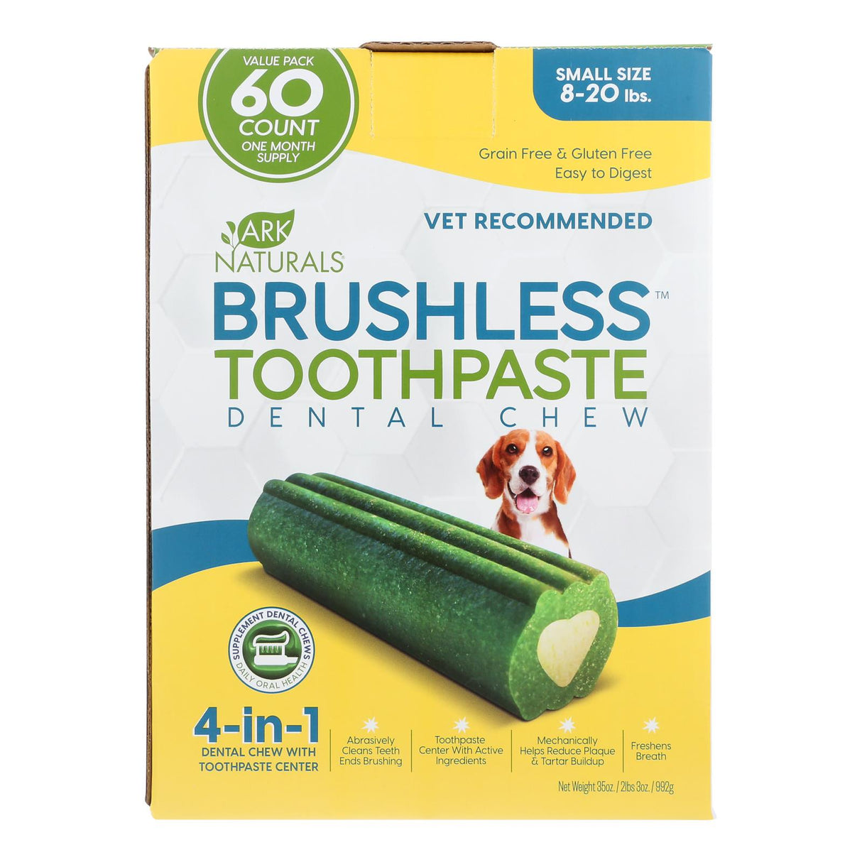 Ark Naturals Brushless Toothpaste Dental Chews for Small Dogs (60 ct) - Cozy Farm