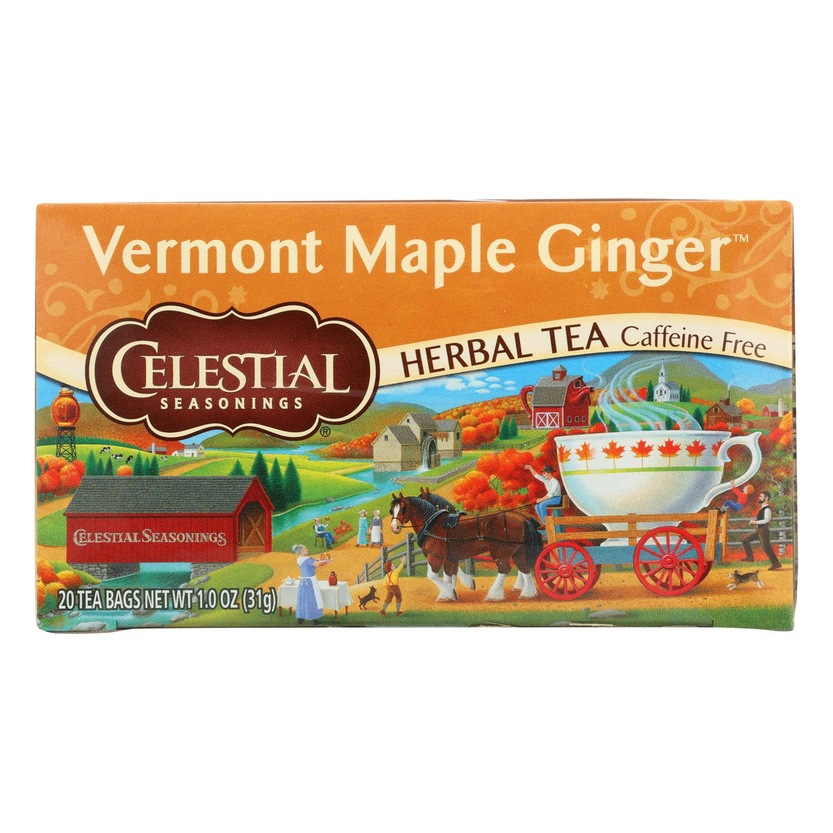 Celestial Seasonings Vermont Maple Ginger Herbal Tea (Pack of 6, 20 Bags) - Cozy Farm