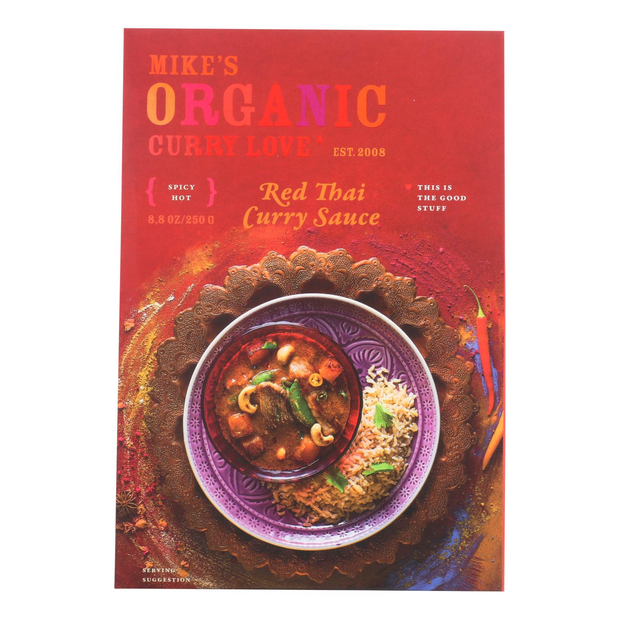Mike's Organic Curry Love 8.8 Fl Oz Pack of 6 Red Thai Organic Curry Simmer Sauce - Cozy Farm