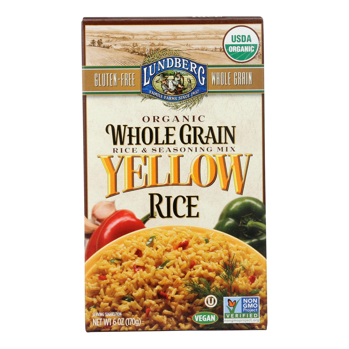 Lundberg Family Farms Organic Whole Grain Yellow Rice, 6 x 6 Oz. - Cozy Farm