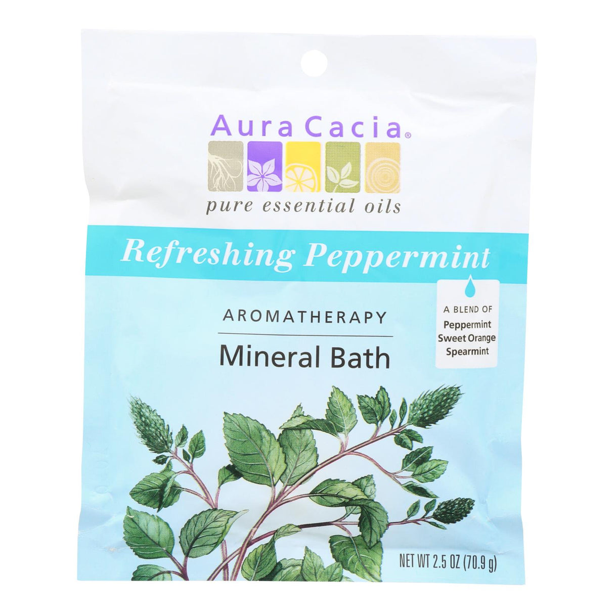 Aura Cacia Aromatherapy Mineral Bath: Peppermint Harvest, Calming, 2.5 Oz (Pack of 6) - Cozy Farm