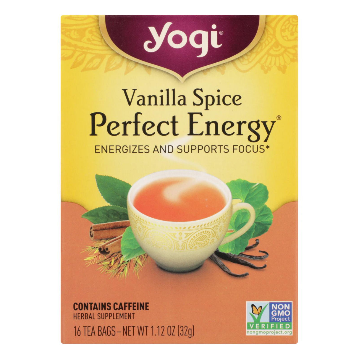 Yogi Perfect Energy Herbal Tea, Vanilla Spice, 6 Pack x 16 Tea Bags - Cozy Farm