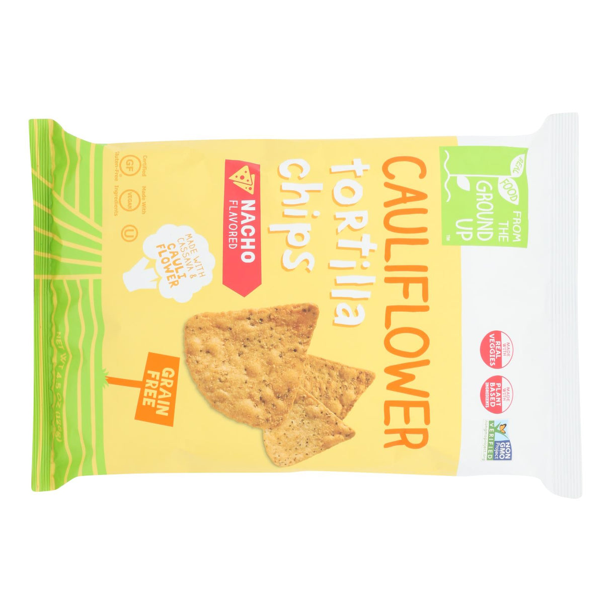 From The Ground Up Tort Chips Cauliflower Nacho (Pack of 12 - 4.5 Oz.) - Cozy Farm
