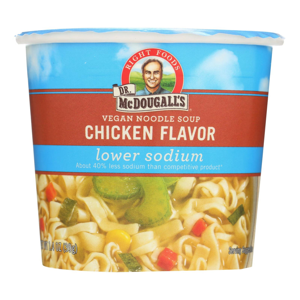 Dr. McDougall's Vegan Noodle Soup Cup, Low Sodium, Chicken Flavor, 1.4 Oz (Pack of 6) - Cozy Farm
