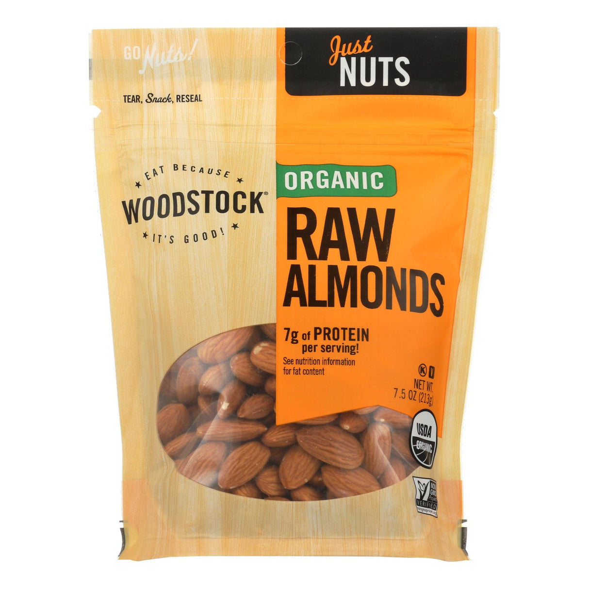 Woodstock Organic Raw Whole Almonds (8 - 7.5 Oz. Packs) - Cozy Farm