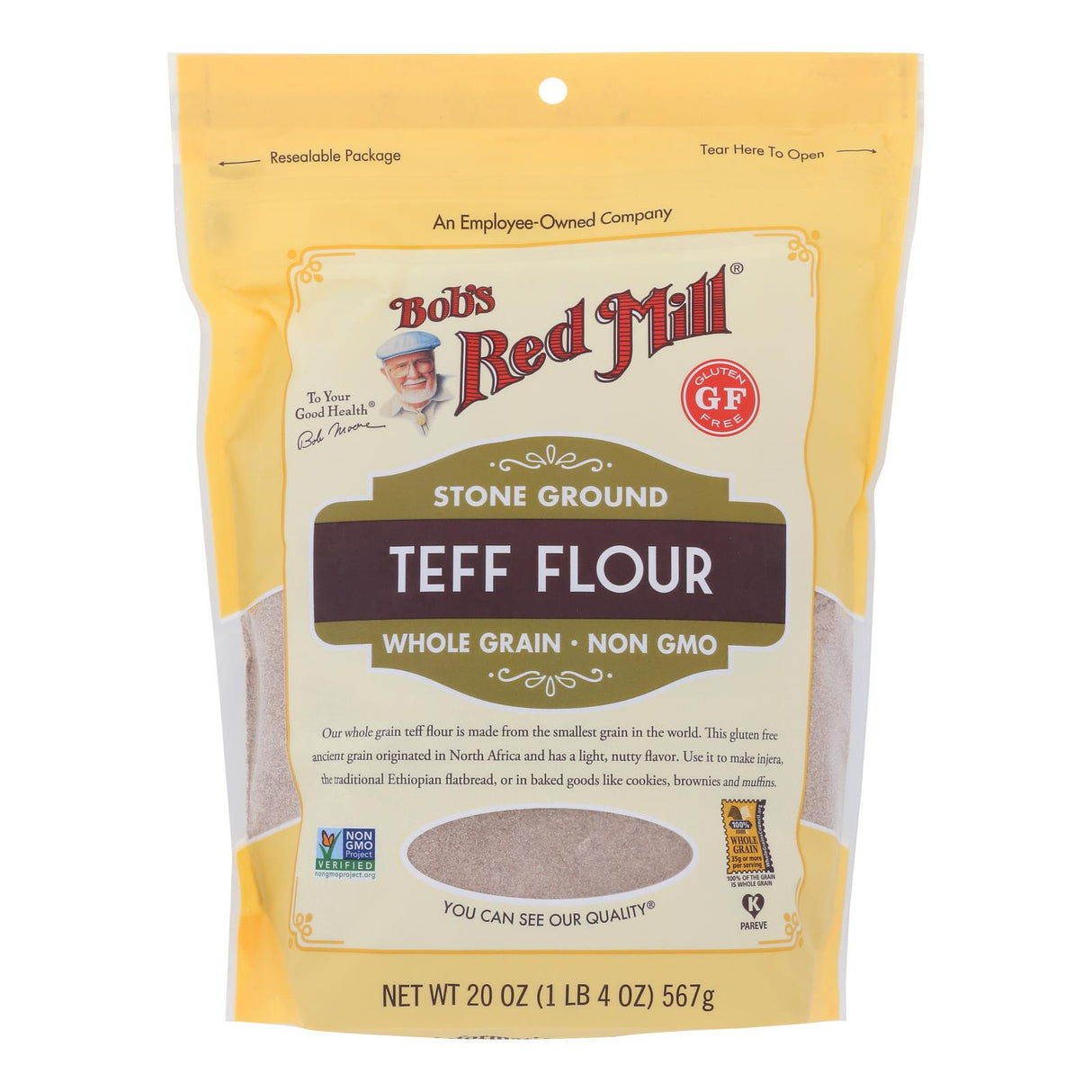 Bob's Red Mill Gluten-Free Teff Flour, Pack of 4 (20 oz. Each Bag) - Cozy Farm