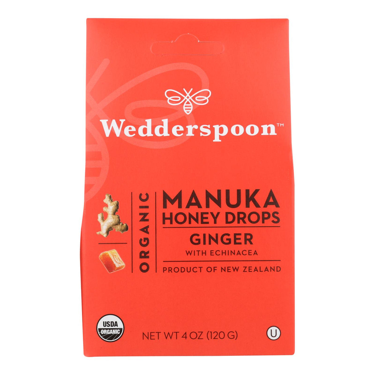 Wedderspoon Organic Manuka Honey Drops with Ginger - 15+ UMF (Pack of 4) - Cozy Farm