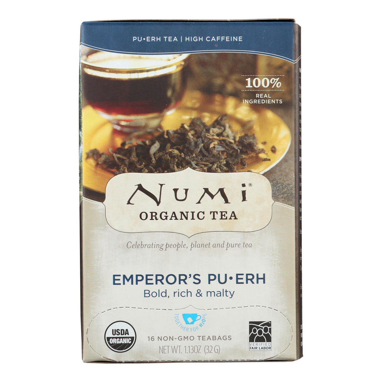 Numi Emperor's Puerh Black Tea, Pack of 6 Boxes with 16 Tea Bags Each - Cozy Farm