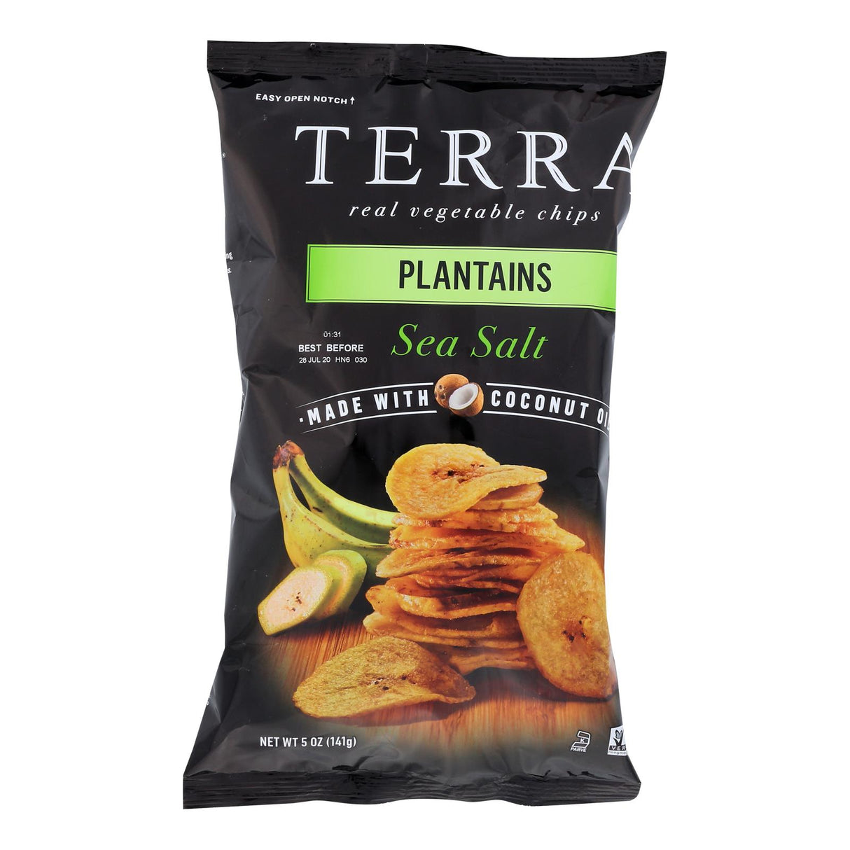 Terra Veggie Plantain Chips with Sea Salt (Pack of 12 - 5 Oz. Bags) - Cozy Farm
