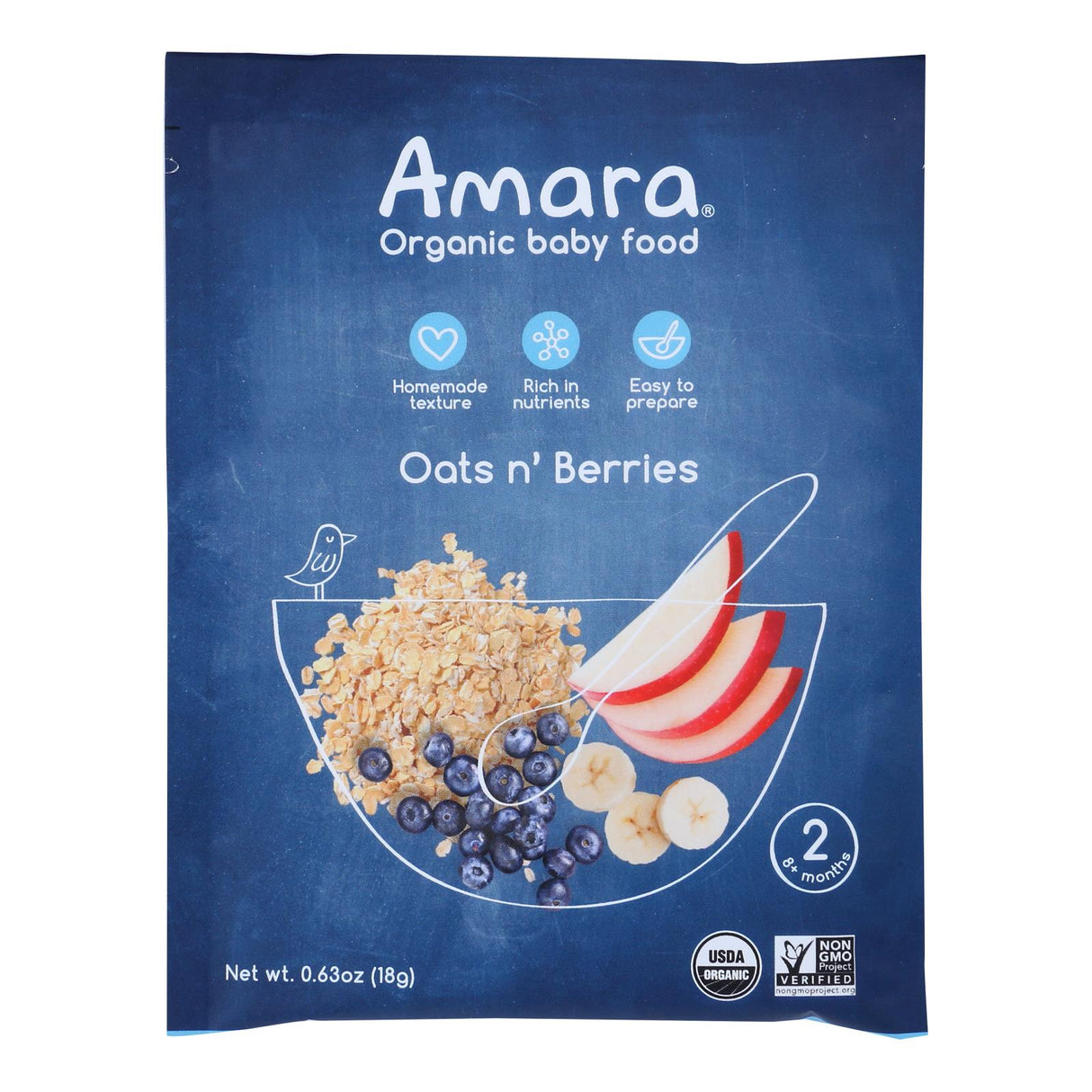 Amara Baby Food Organic Oats N' Berries Variety Pack (Pack of 5) - 0.63 Oz. Each - Cozy Farm
