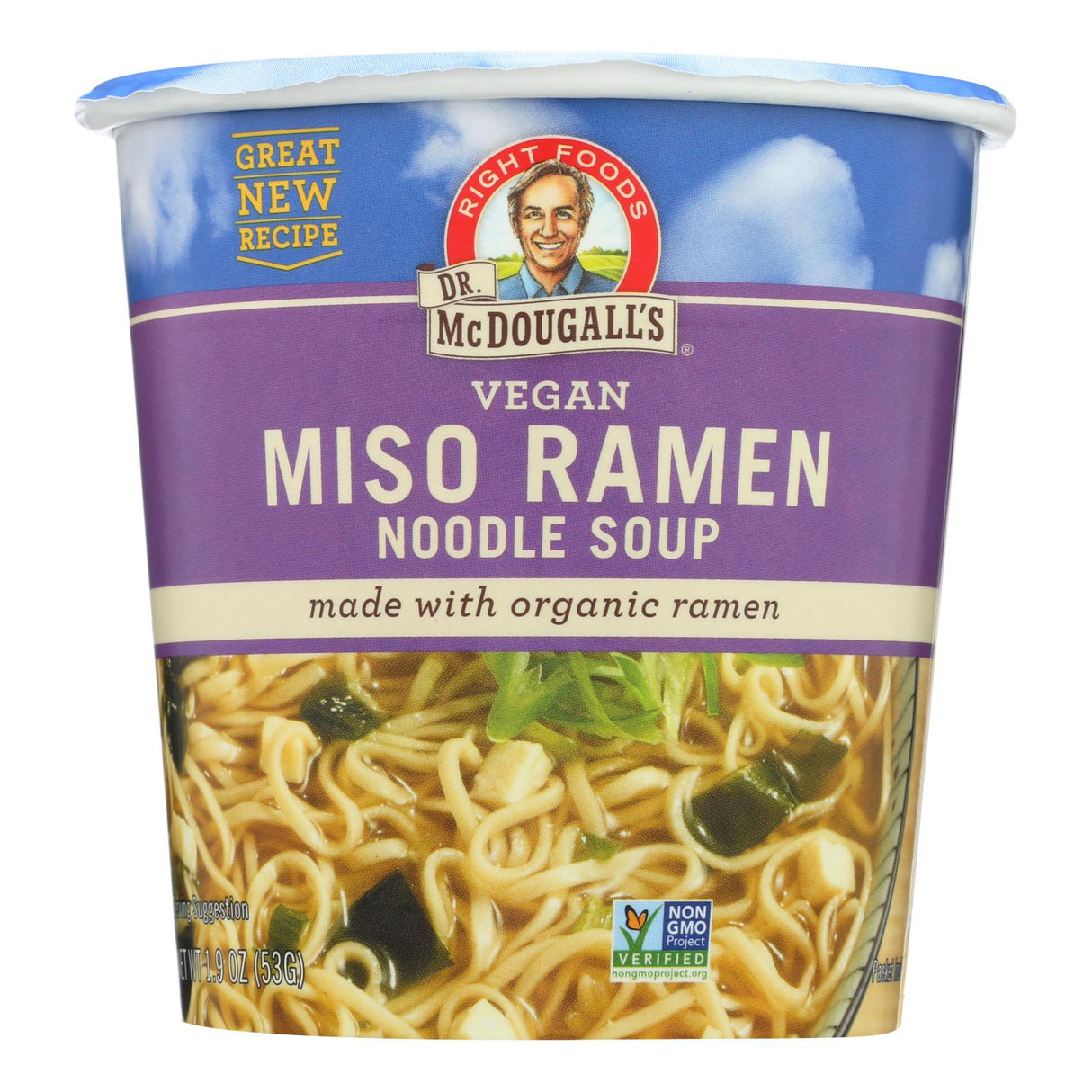 Dr. McDougall's Vegan Miso Ramen Soup Big Cup With Noodles (Pack of 6 - 1.9 Oz. Each) - Cozy Farm