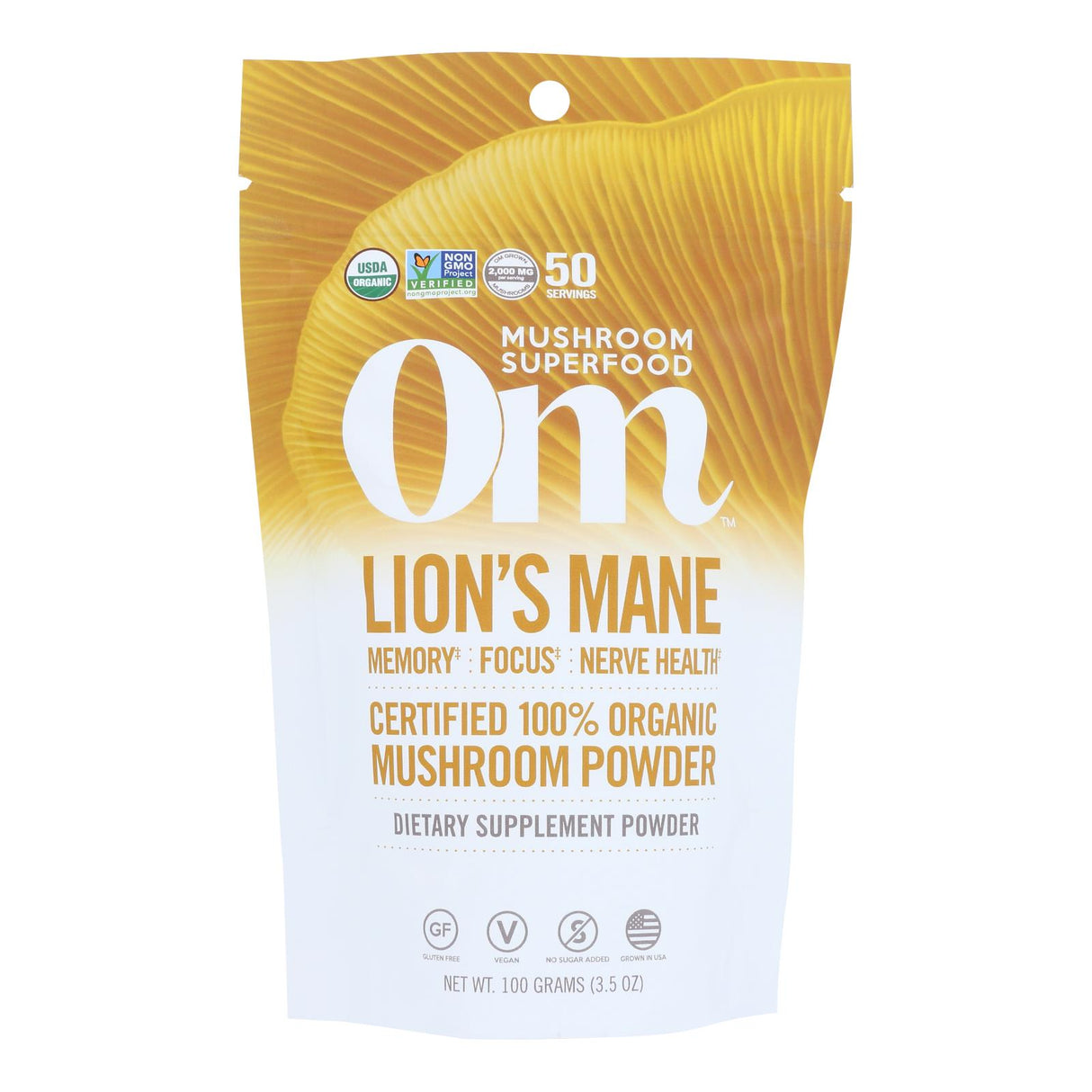 Om Mushroom Superfood Lion's Mane Organic Mushroom Powder 3.5 Oz - Cozy Farm