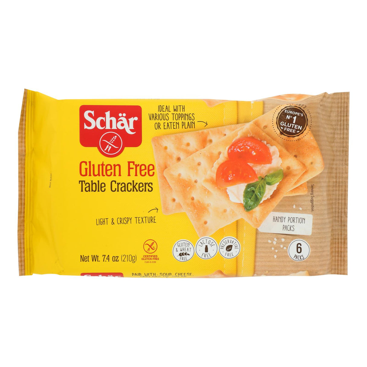 Schar Gluten-Free Table Crackers, 5 Packs of 7.4 Oz. - Cozy Farm