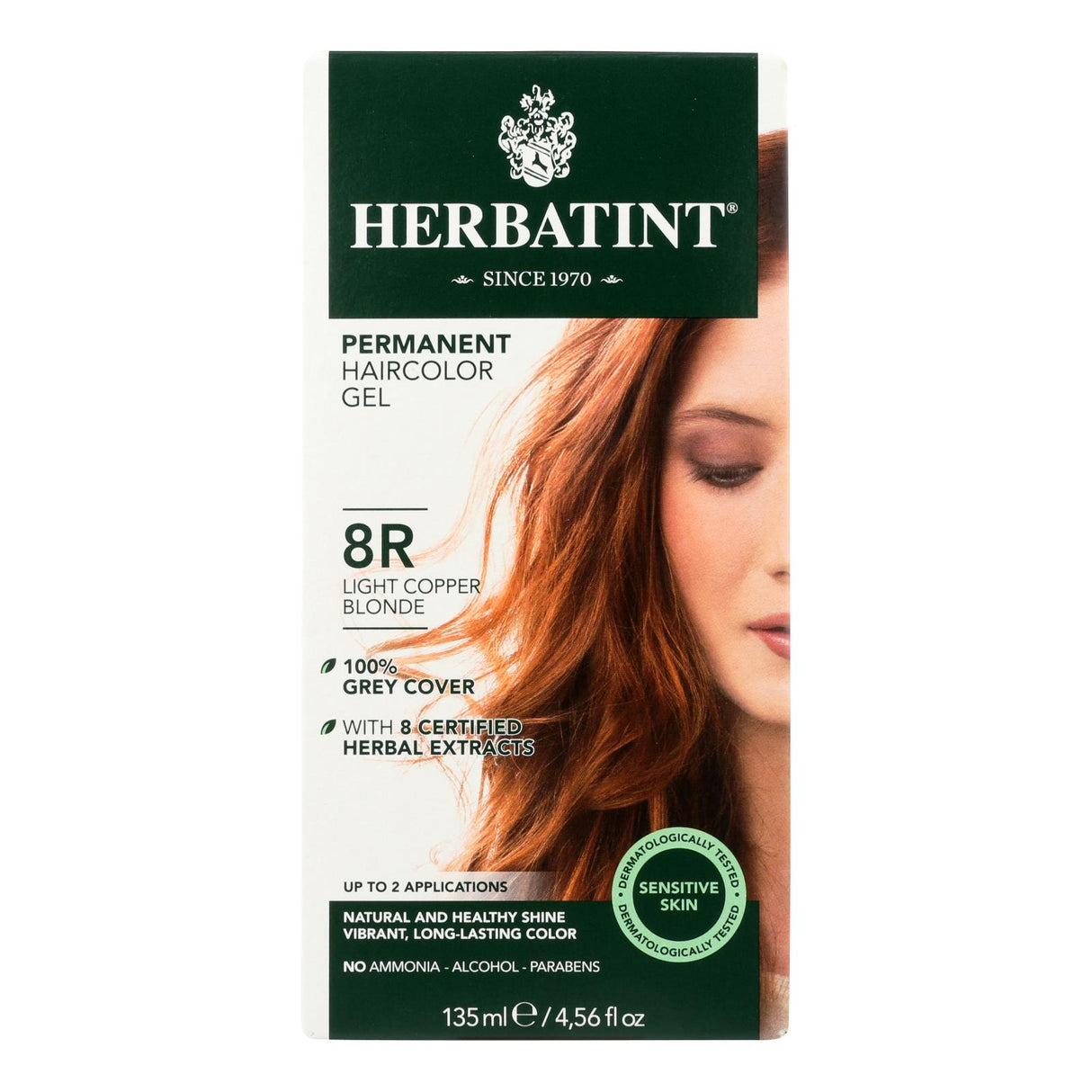 Herbatint Permanent Herbal Hair Colour Gel 8R Light Copper Blonde 135ml - Cozy Farm