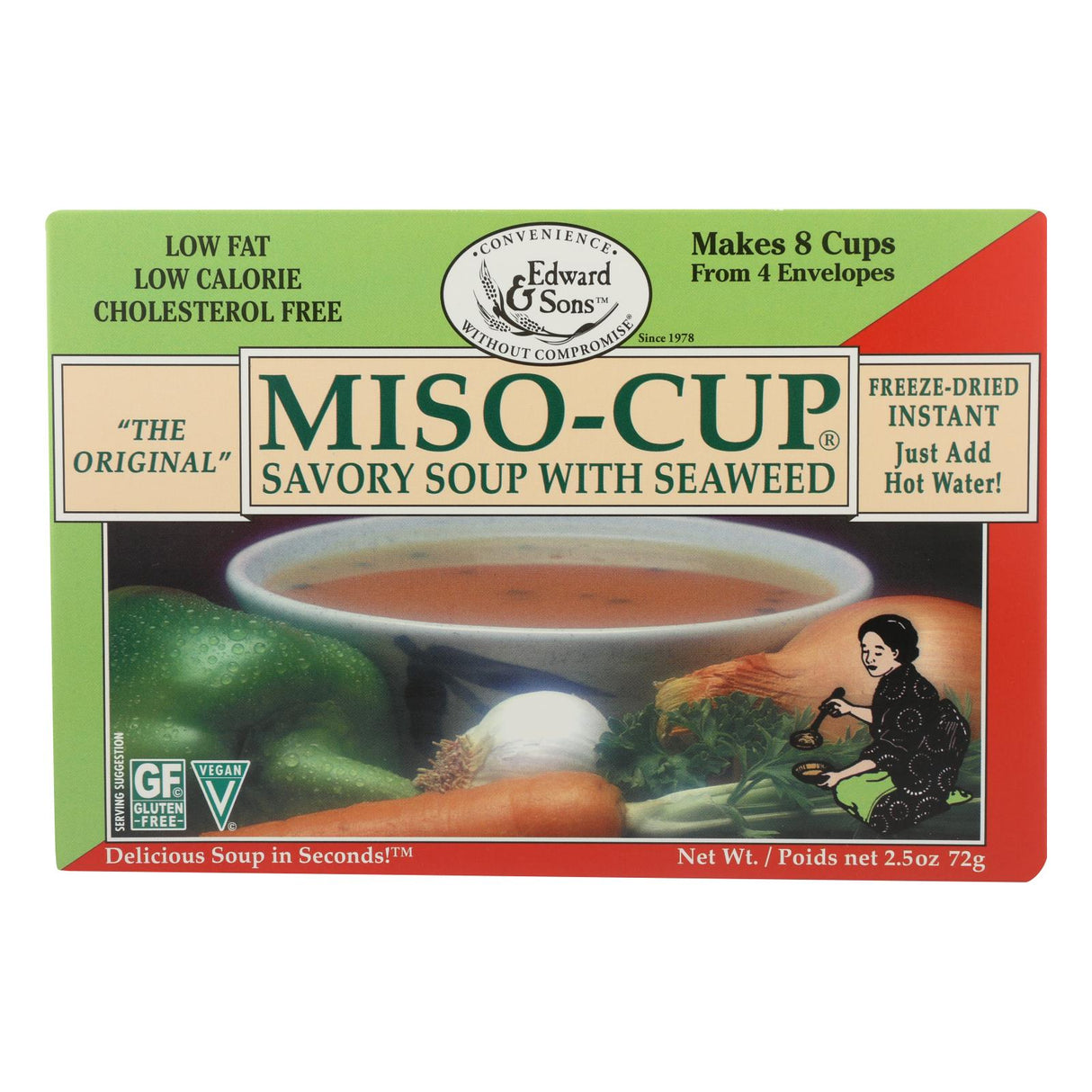 Edward And Sons Premium Seaweed Miso Soup Cups (Pack of 12 - 2.5 Oz.) - Cozy Farm