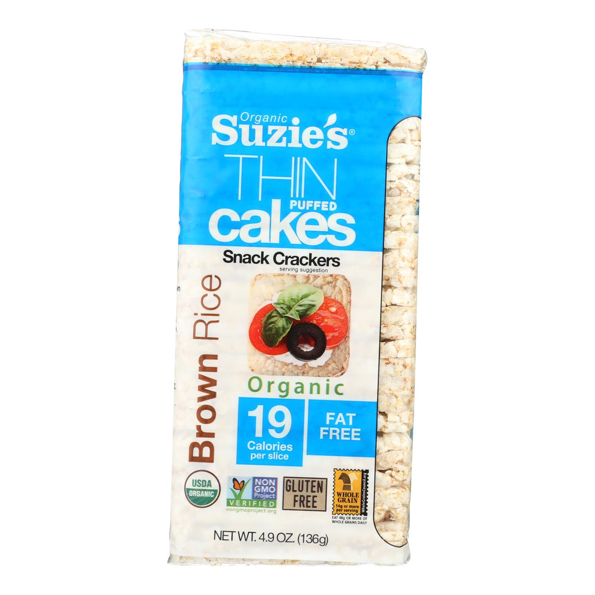 Suzie's Whole Grain Brown Rice Thin Cakes - Pack of 12 - 4.9 Oz. - Cozy Farm