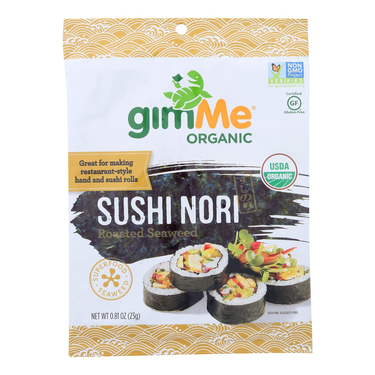Gimmie Organic Roasted Seaweed Sushi Nori Wraps - Pack of 12 - Cozy Farm