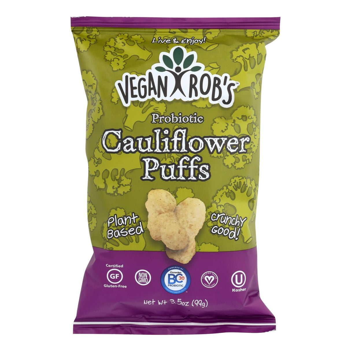 Vegan Rob's Probiotic Cauliflower Puffs, 3.5 Oz. Pack of 12 - Cozy Farm
