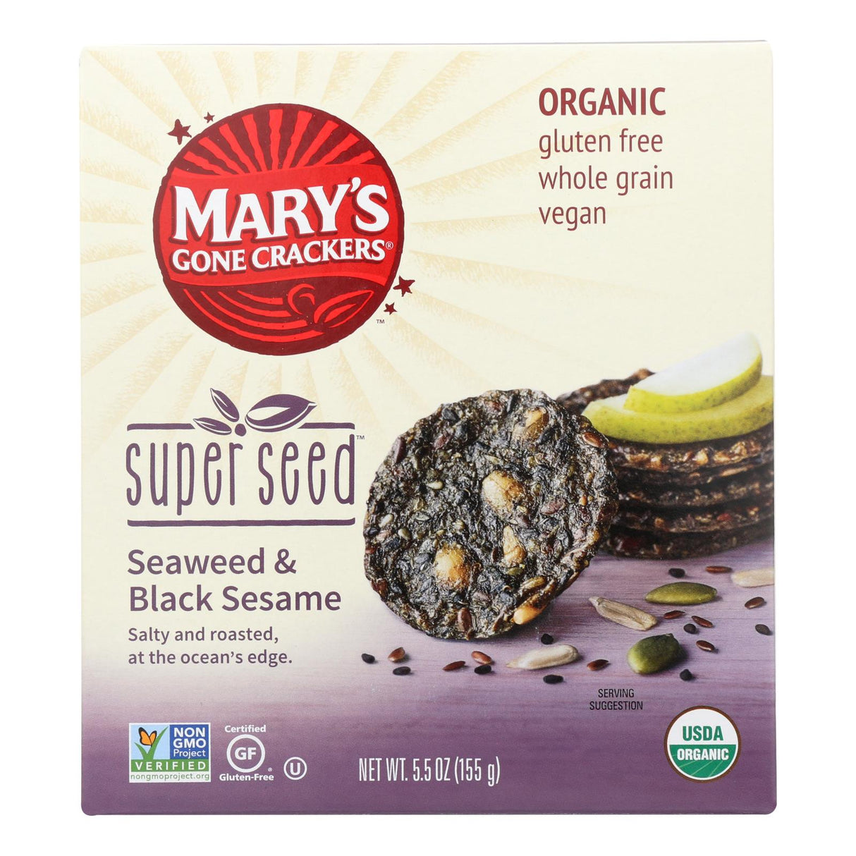 Mary's Gone Crackers Super Seed Seaweed Black Sesame Crackers 6-Pack (5.5 Oz. Each) - Cozy Farm