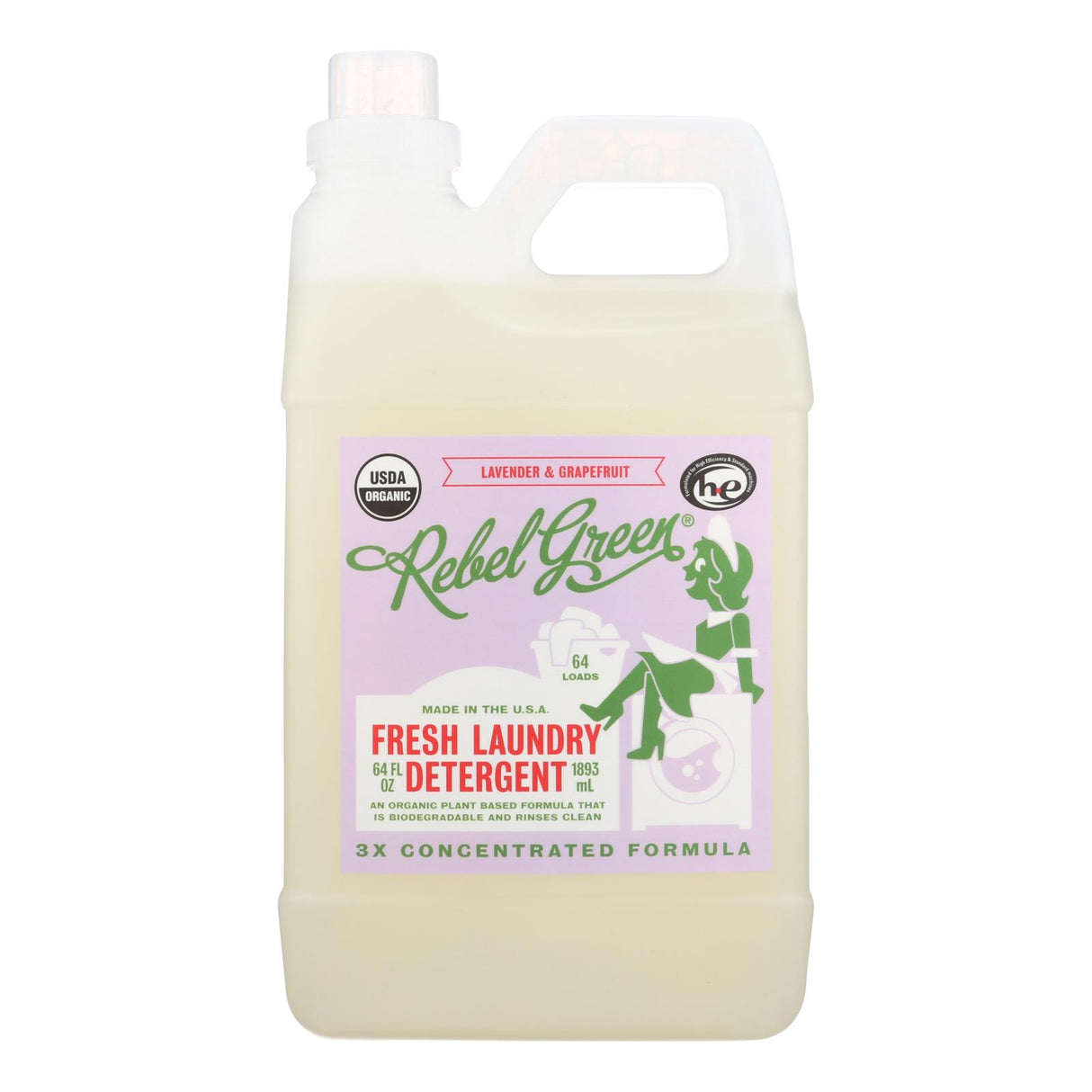 Rebel Green Lavender & Grapefruit Laundry Detergent, Pack of 4 (64 Fl Oz.) - Cozy Farm