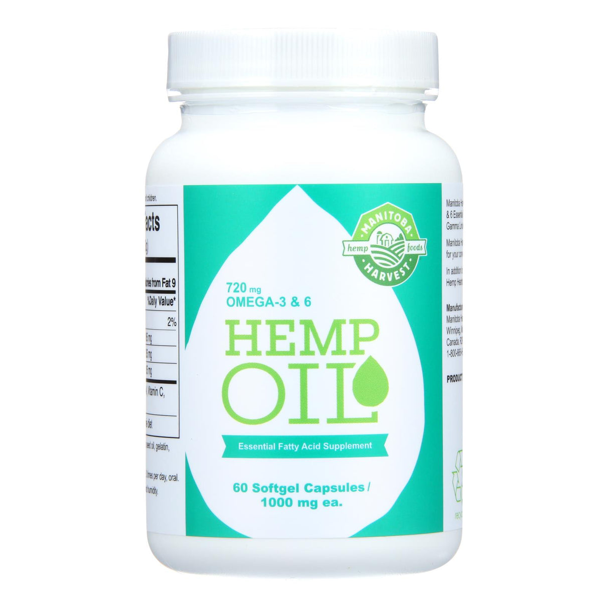 Manitoba Harvest 1000 mg Hemp Oil Softgels (60-Count) - Cozy Farm