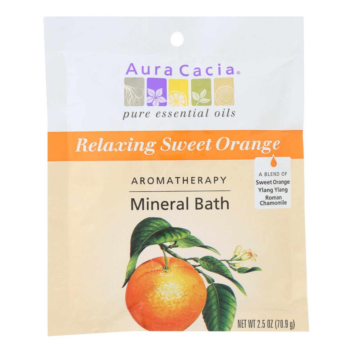 Aura Cacia - Aromatherapy Mineral Bath - Calming Sweet Orange (6 Pack, 2.5 Oz Each) - Cozy Farm