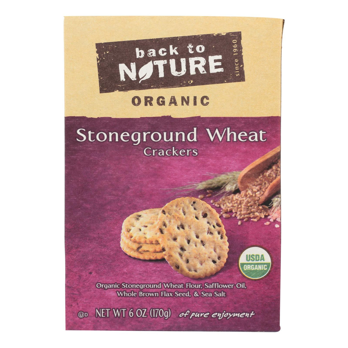 Back to Nature Organic Stoneground Wheat Crackers, 6 Oz. (Pack of 6) - Cozy Farm