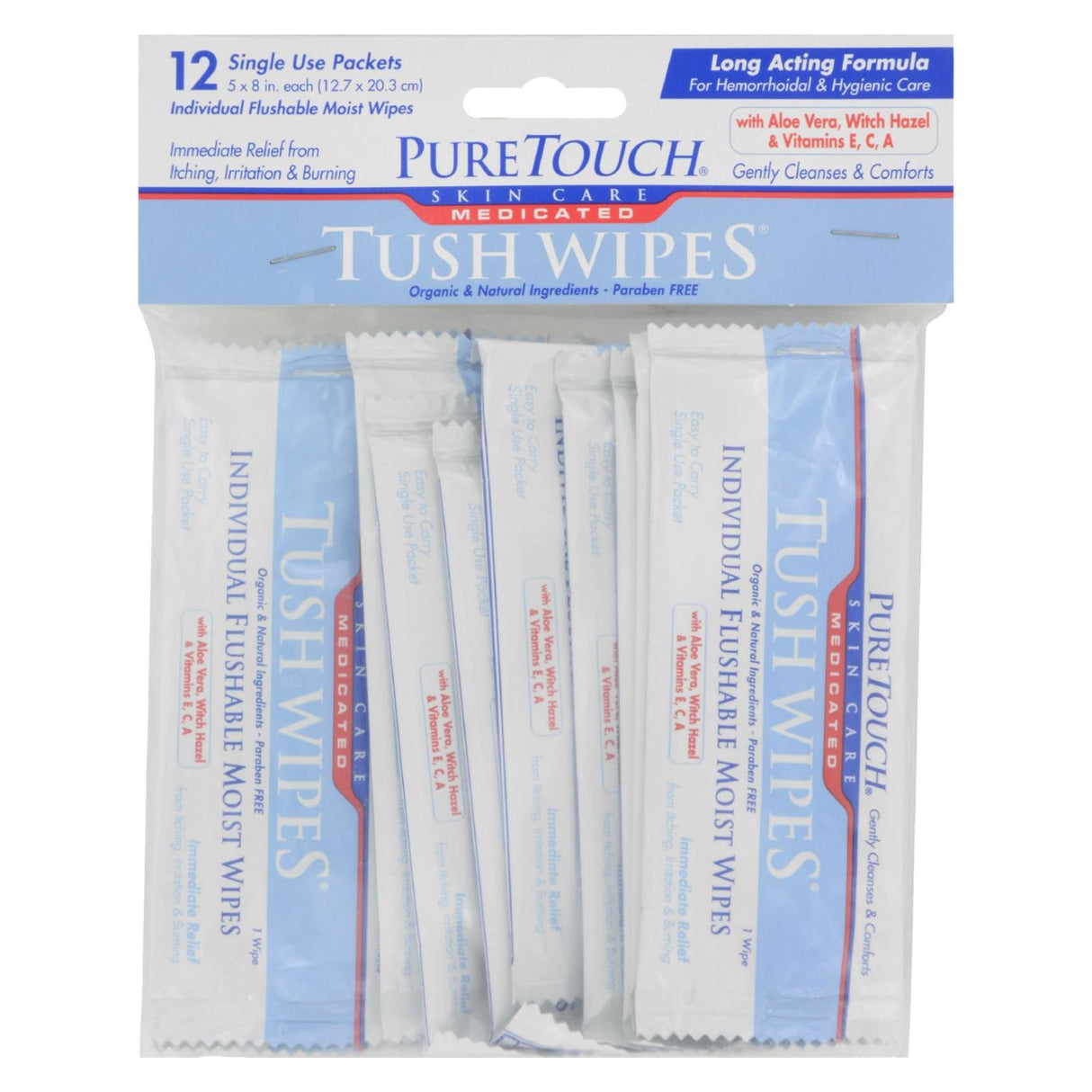 Puretouch Skin Care Medicated Tush Wipes - 12 Packets - Cozy Farm