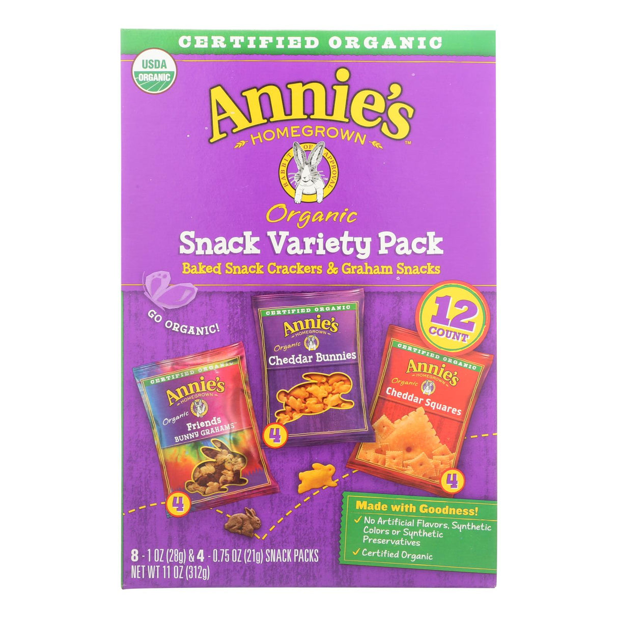 Annie's Homegrown Organic Variety Snack Pack, Pack of 6 - 12-Count - Cozy Farm
