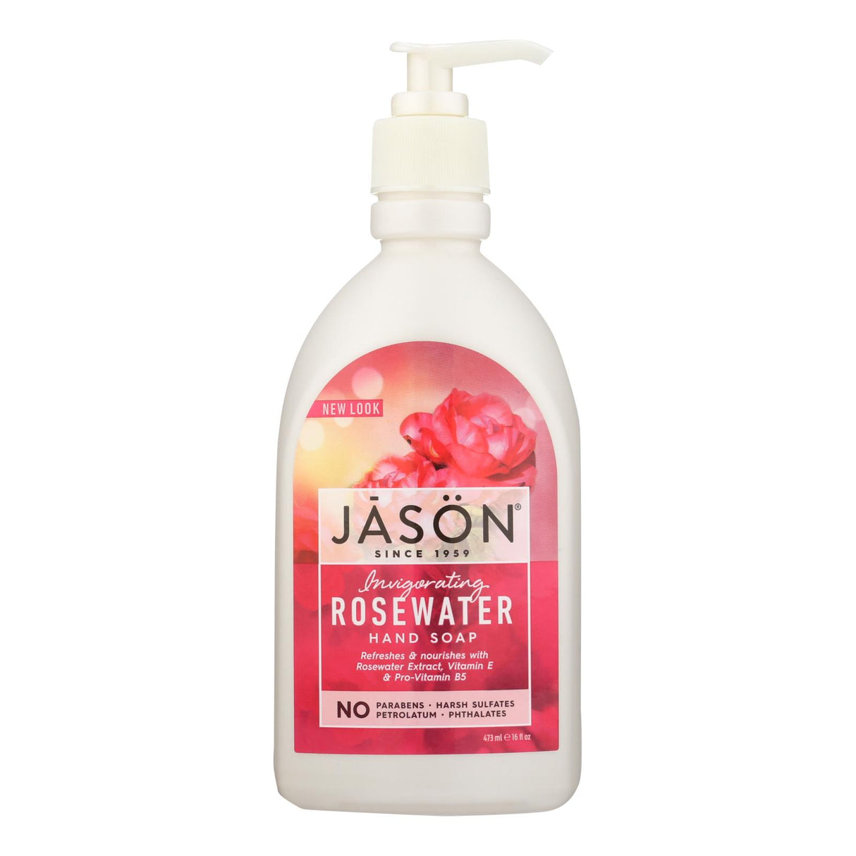 Jason Pure Natural Invigorating Rosewater Hand Soap - 16 Fl Oz - Cozy Farm