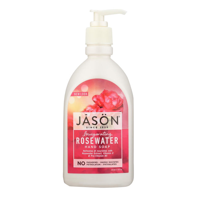 Jason Pure Natural Invigorating Rosewater Hand Soap - 16 Fl Oz - Cozy Farm 