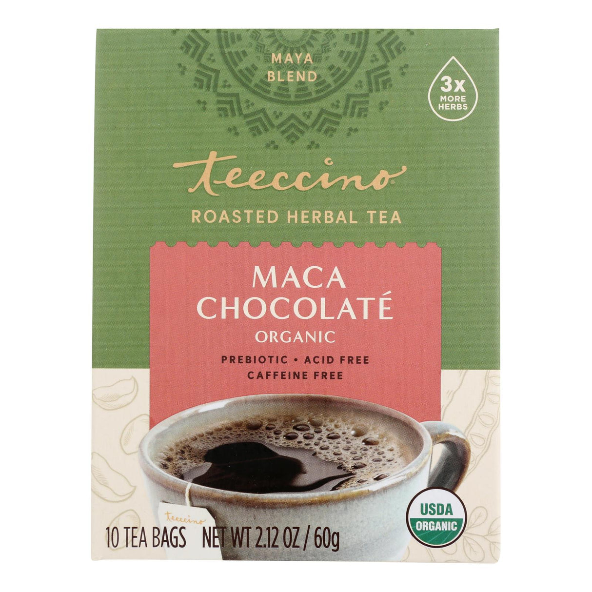 Teeccino Herbal Coffee, Chocolate Dark Roast, Pack of 6 - 10 Tea Bags - Cozy Farm