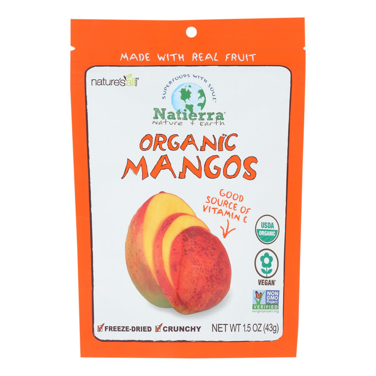 Natierra Freeze-Dried Mangos: 12 Packs, 1.5 Oz. Each - Cozy Farm