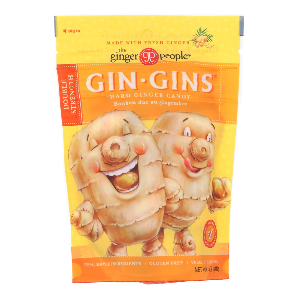The Ginger People Gin Gins Hard Ginger Candy Double Strength - 3 Oz. (Pack of 12) - Cozy Farm