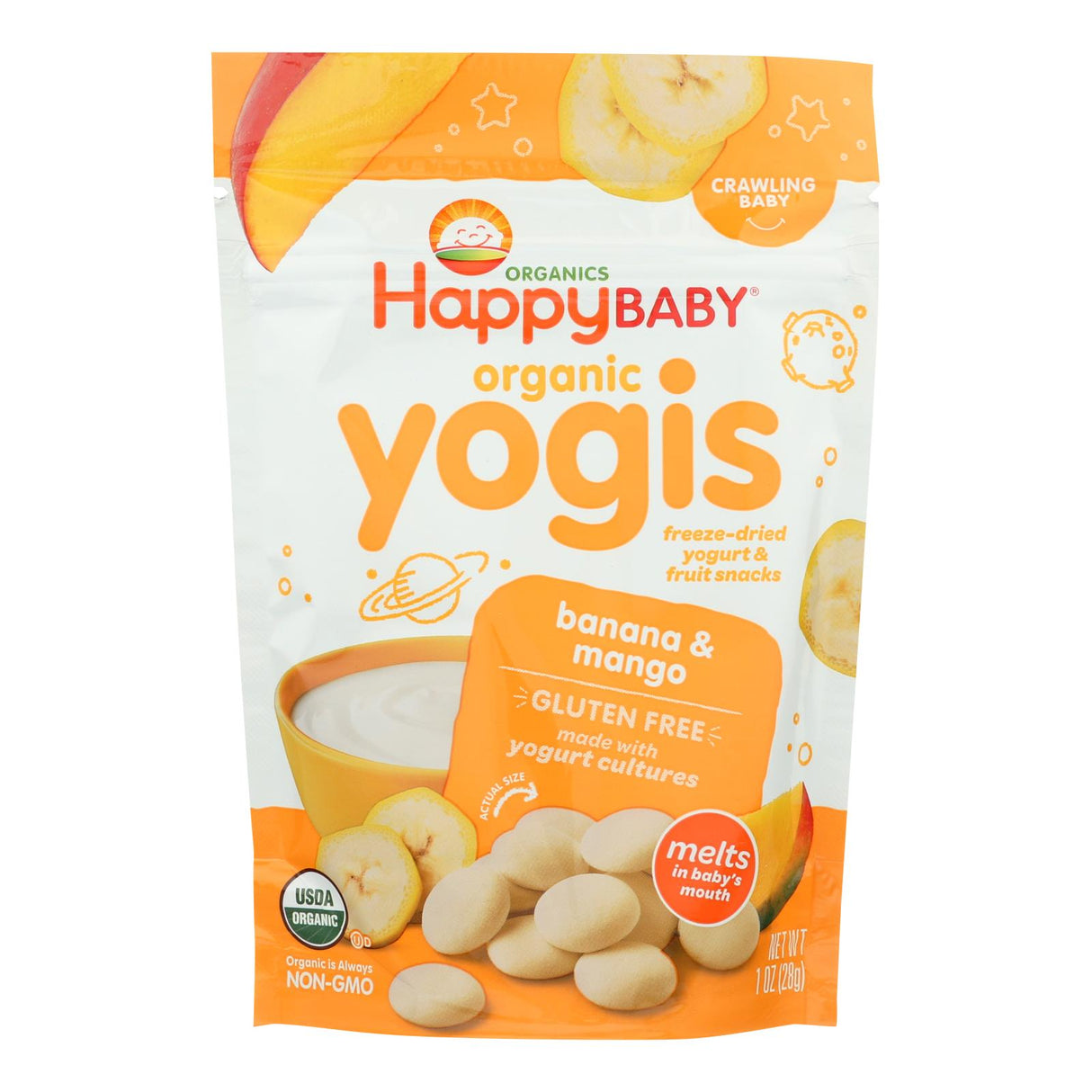 Happy Baby HappyMelts Organic Yogurt Snacks for Babies - Banana Mango (8 Pack, 1 Oz Each) - Cozy Farm