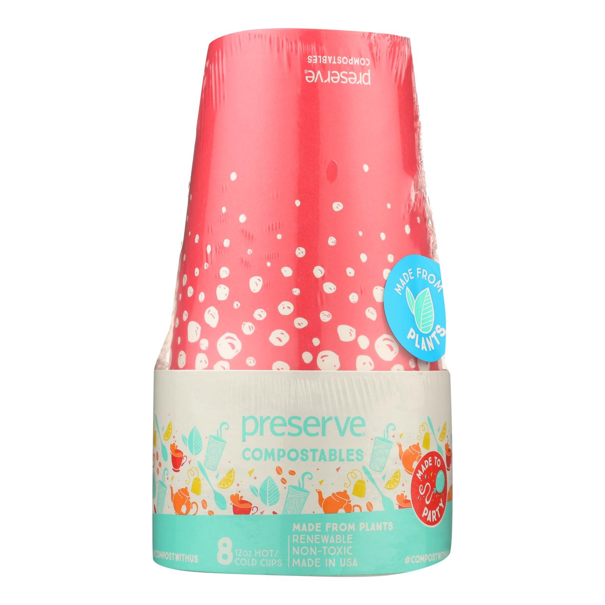 Preserve Cups Insulated Compostable 8 Ct. (Pack of 12) - Cozy Farm