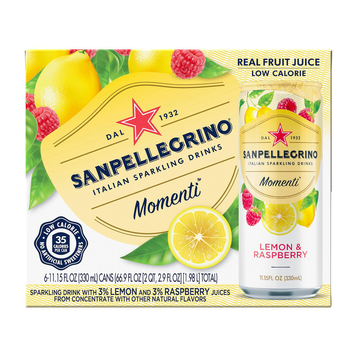San Pellegrino Sparkling Lemon Raspberry (Pack of 4 - 11.15 oz. Bottles) - Cozy Farm