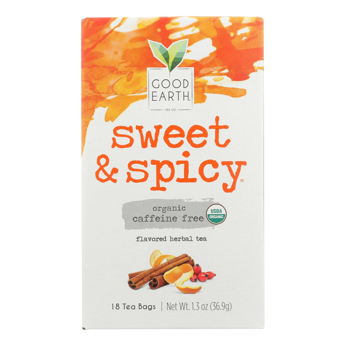 Good Earth Sweet & Spicy Caffeine-Free Herbal Tea, (Pack of 6 - 18 Tea Bags) - Cozy Farm