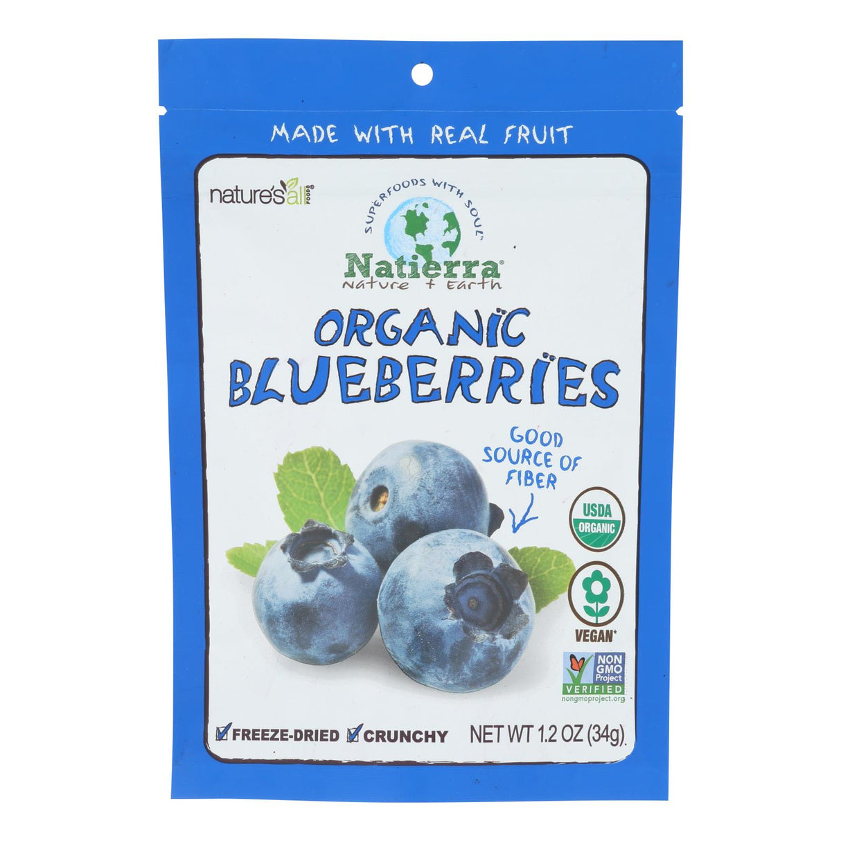 Natierra Organic Freeze-Dried Blueberries - 12 x 1.2 Oz - Cozy Farm